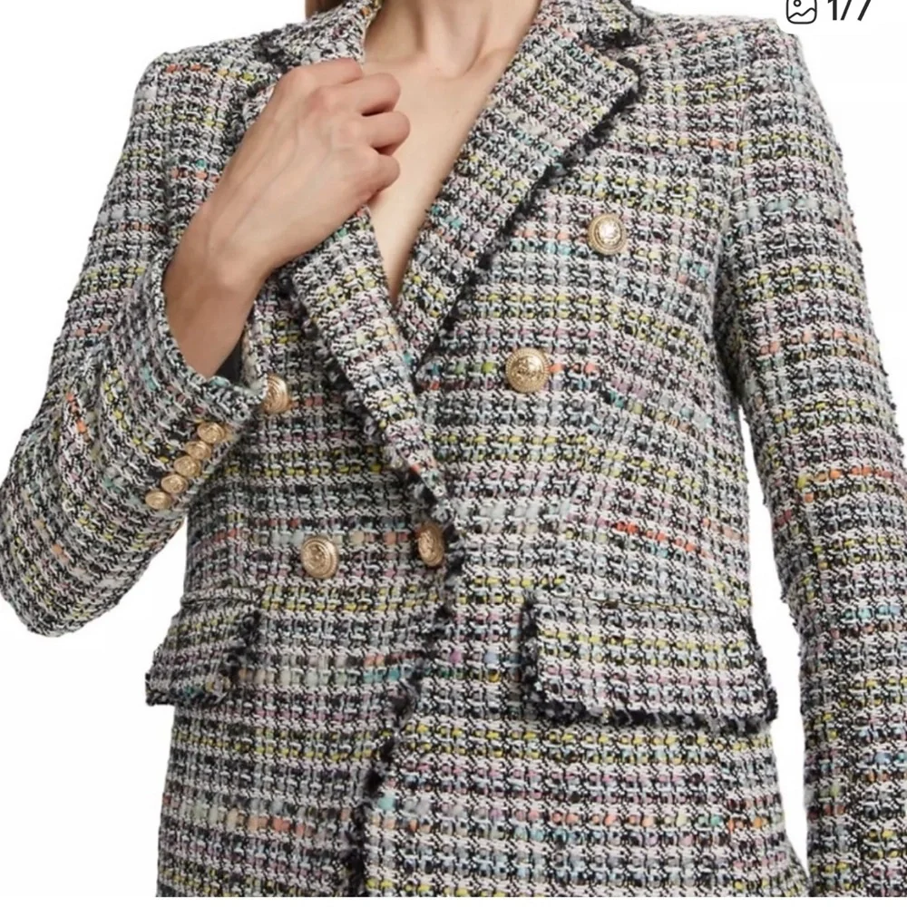 Generation love Eliza tweed double breasted blazer in "rainbow" size L - Picture 4 of 10
